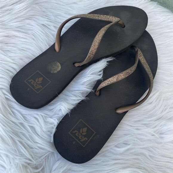 Reef Women's Cushion Stargazer Flip Flops Black Size 9 Casual Summer - Picture 2 of 7